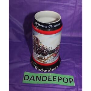 Anheuser Busch Budweiser A Perfect Christmas 1992 Beer Stein Drinkware Ceramarte
